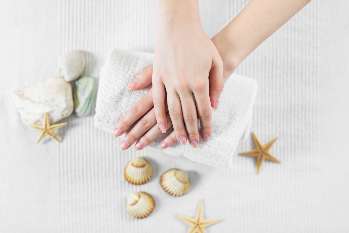 Woman nails in summer spa